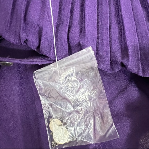 WOMAN Within Tunic Top Purple Large Bell Sleeve Layered Pleated Metal Details 4X - Picture 5 of 7